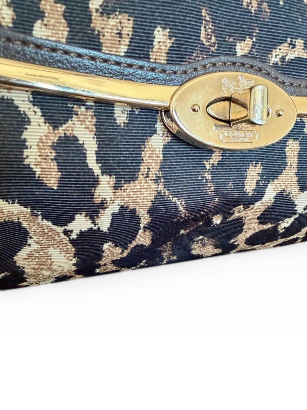 Coach Madison Ocelot Leopard Satchel Crossbody 25642 Brown Canvas Leather EUC - Picture 6 of 13